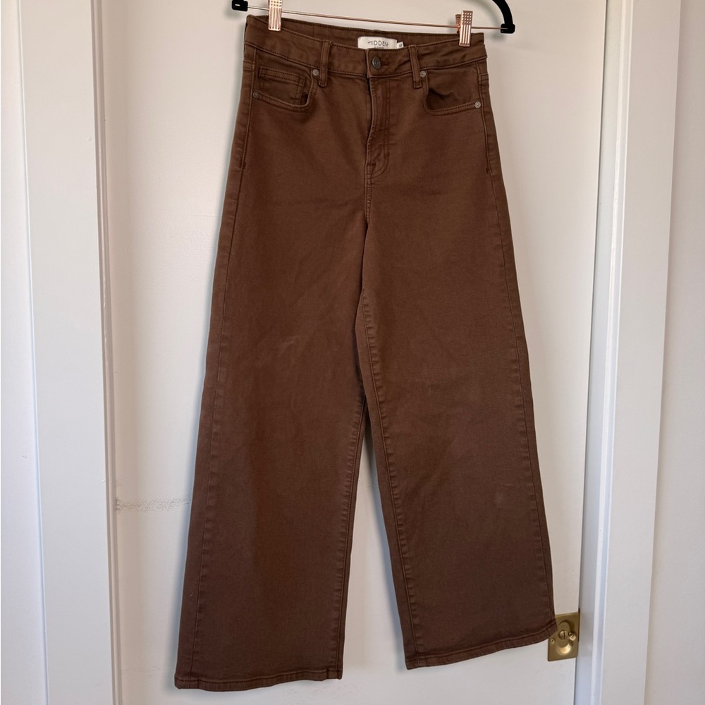 Hidden Wide Leg Jeans in Brown - Picture 4 of 9